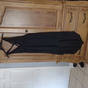 Black Dress with Halter crisscross back, with empire waist. Size Large
